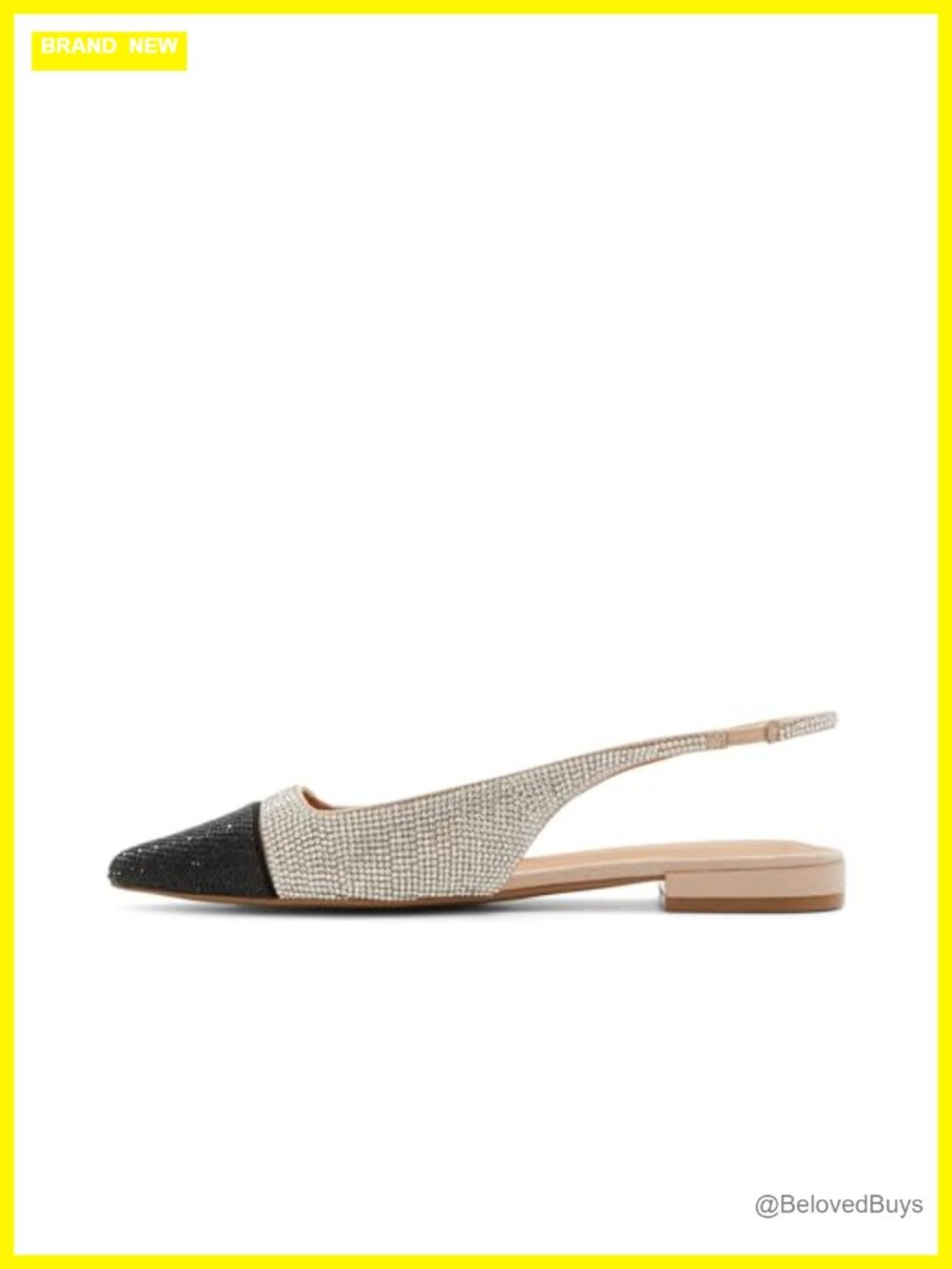 Pointed Toe Buckle Slingback Flats Cushioned Textile Women's Casual